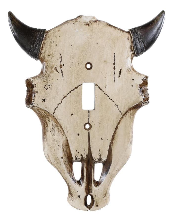 Set Of 2 Rustic Western Bull Bison Cow Skull Single Toggle Switch Wall Plates