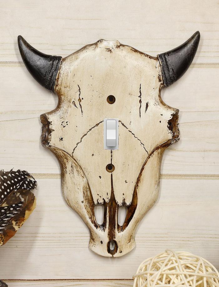 Set Of 2 Rustic Western Bull Bison Cow Skull Single Toggle Switch Wall Plates