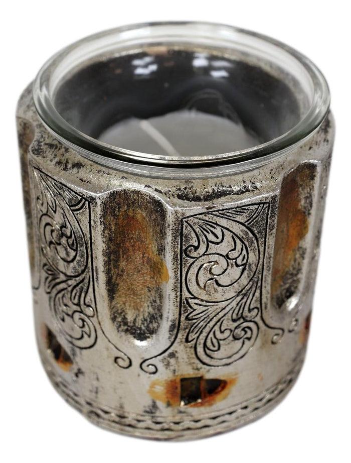 Set Of 2 Rustic Western Pistol Bullet Barrel Votive Tea Light Candle Holders