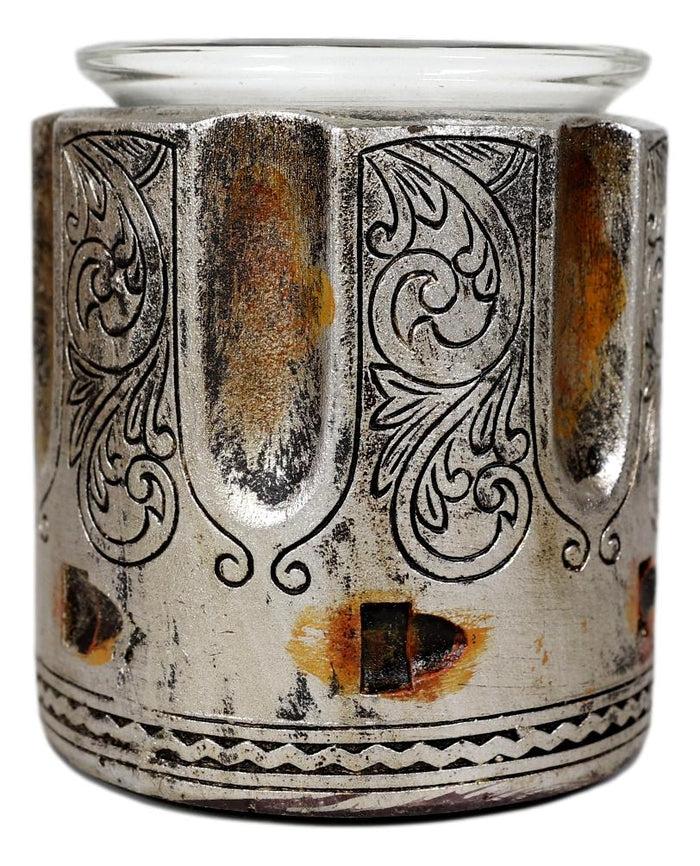 Set Of 2 Rustic Western Pistol Bullet Barrel Votive Tea Light Candle Holders