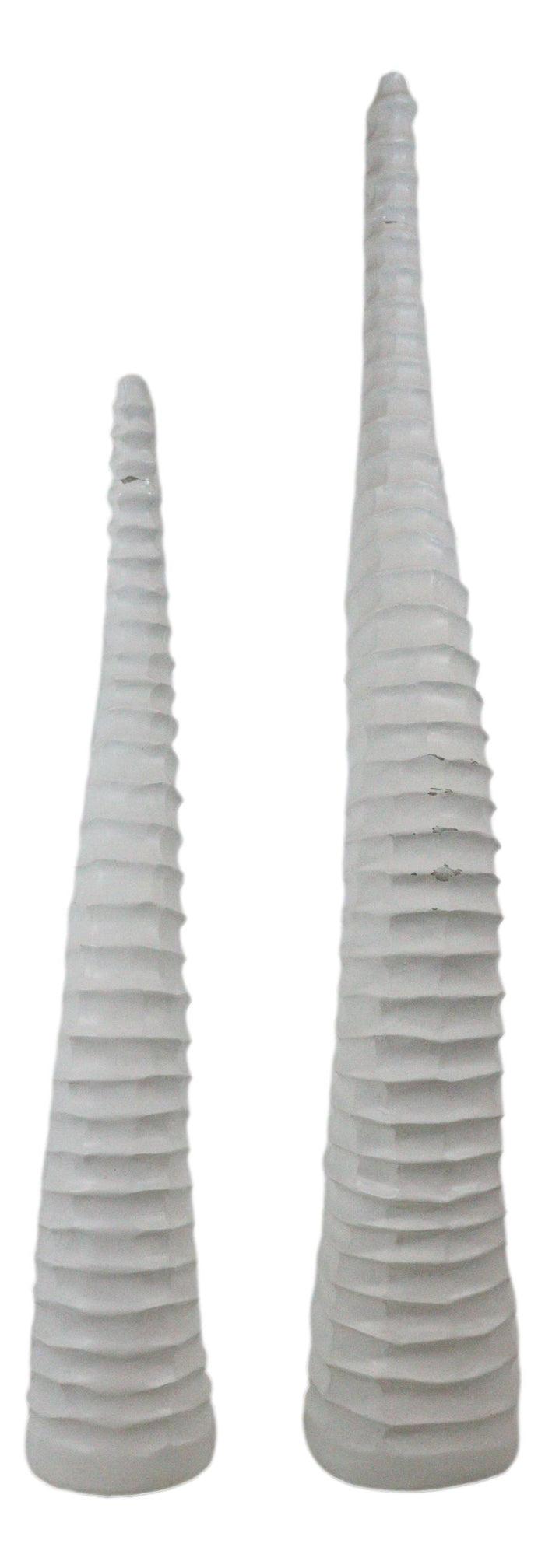 Set Of 2 Rustic White African Gazelle Antelope Horns Decorative Vegan Sculptures