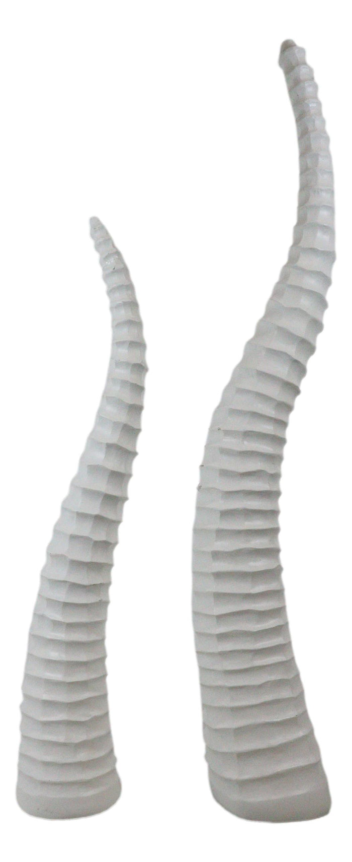 Set Of 2 Rustic White African Gazelle Antelope Horns Decorative Vegan Sculptures