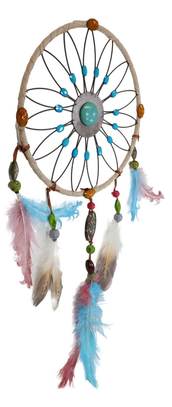 Set Of 2 Southwestern Tribal Indian Boho Chic Floral Feather Wall Dreamcatchers