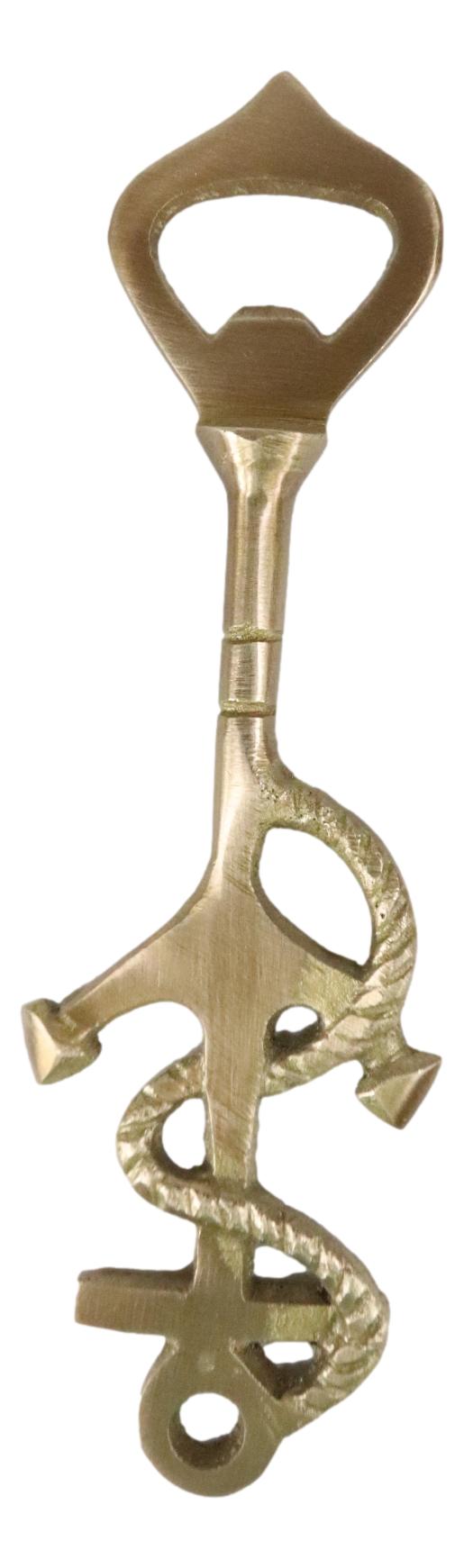 Set Of 2 Vintage Brass Metal Nautical Roped Ship Anchor Beer Bottle Hand Opener