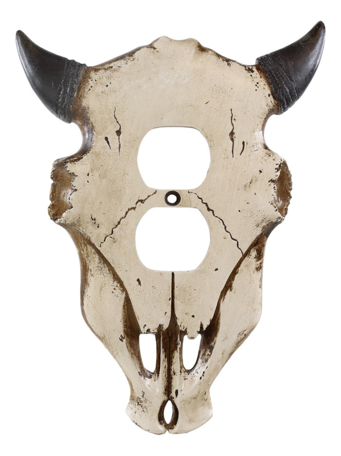 Set Of 2 Western Bull Bison Cow Skull Double Receptacle Outlet Wall Plates