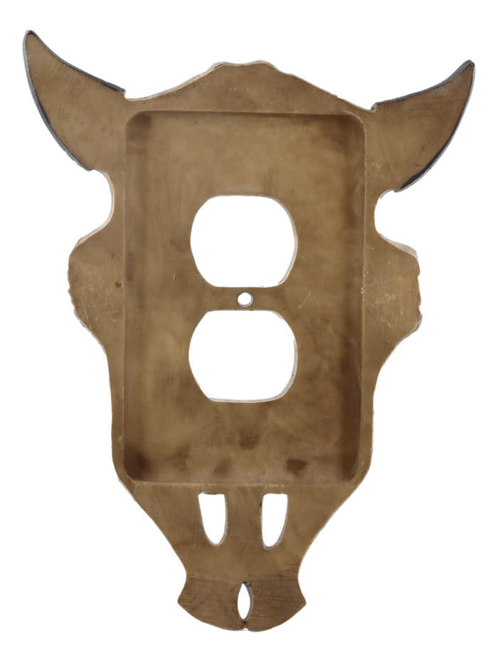 Set Of 2 Western Bull Bison Cow Skull Double Receptacle Outlet Wall Plates