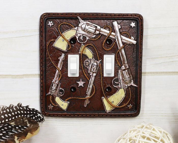 Set Of 2 Western Cowboy Six Shooter Pistols Double Toggle Switch Wall Plates