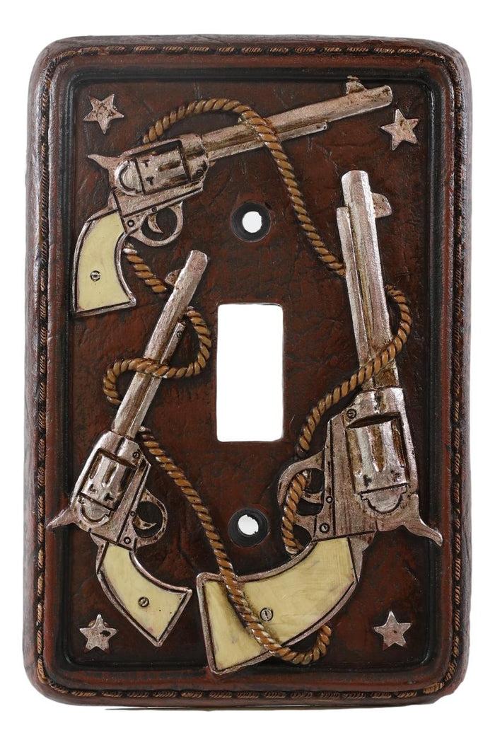 Set Of 2 Western Cowboy Six Shooter Pistols Single Toggle Switch Wall Plates