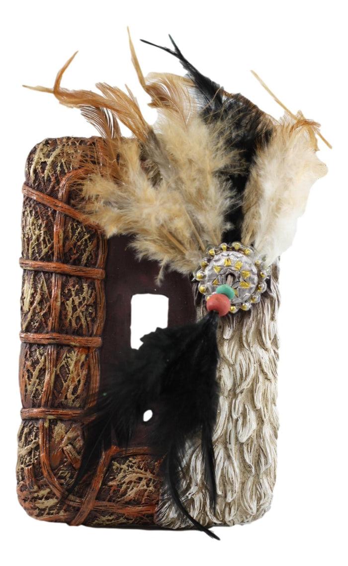 Set Of 2 Western Indian Dreamcatcher Straws Feathers Single Toggle Switch Plates