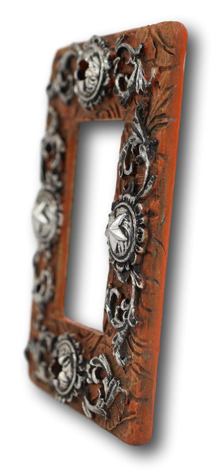 Set Of 2 Western Stars And Lace Scroll Art Wall Single Gang Rocker Switch Plates