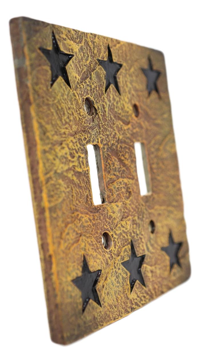 Set Of 2 Western Stars Silhouette Textured Wall Double Toggle Switch Cover Plate