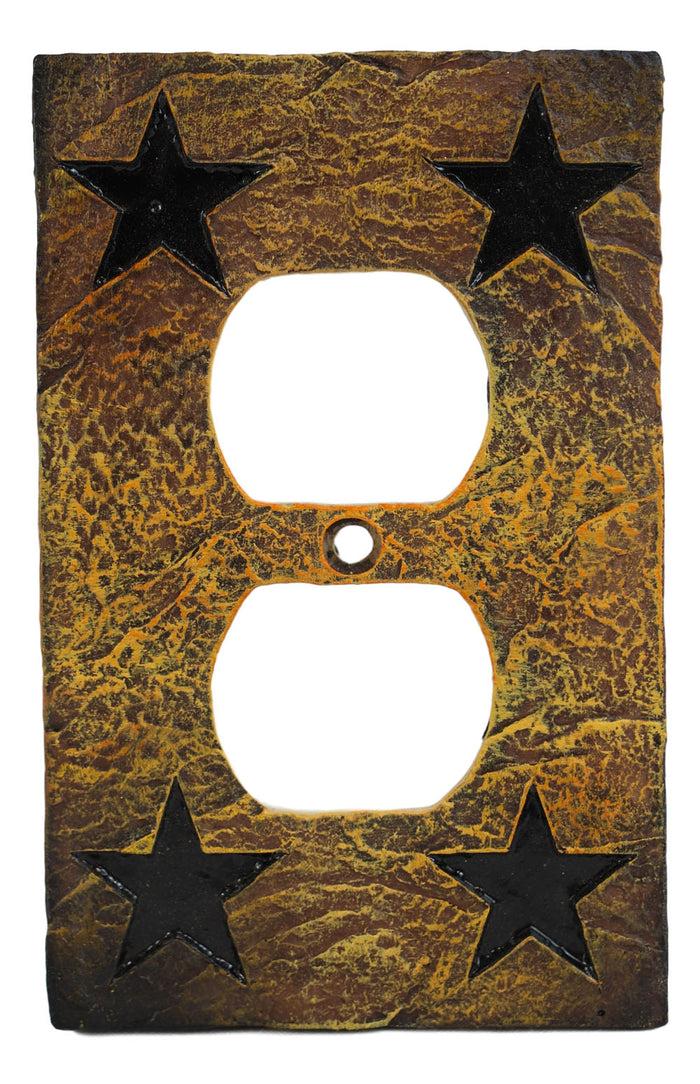 Set Of 2 Western Stars Silhouette Textured Wall Double Receptacle Cover Plates