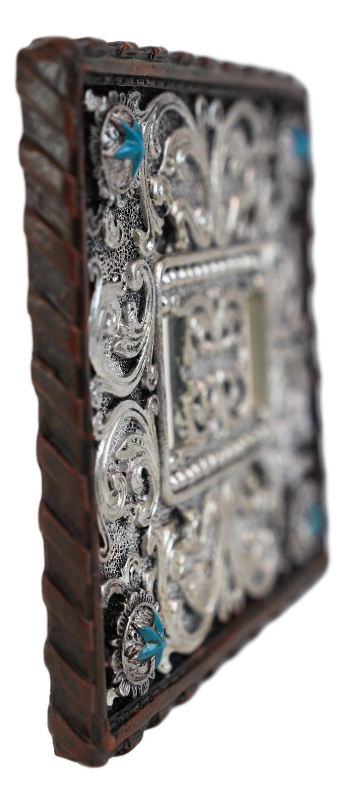 Set Of 2 Western Turquoise Stars Lace Scroll Wall Double Toggle Switch Plates