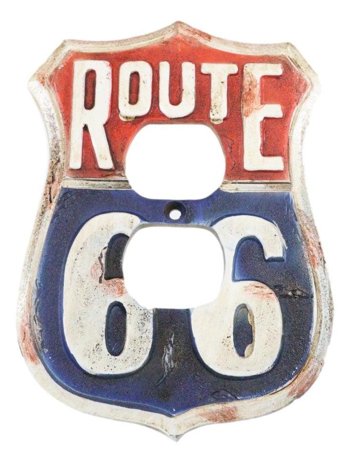 Set Of 2 Western US Highway Route 66 Sign Double Receptacle Outlet Wall Plates