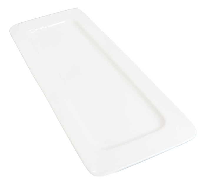 Set Of 3 Contemporary Rhomboid White Porcelain Serving Platter Plate Dish 15"L