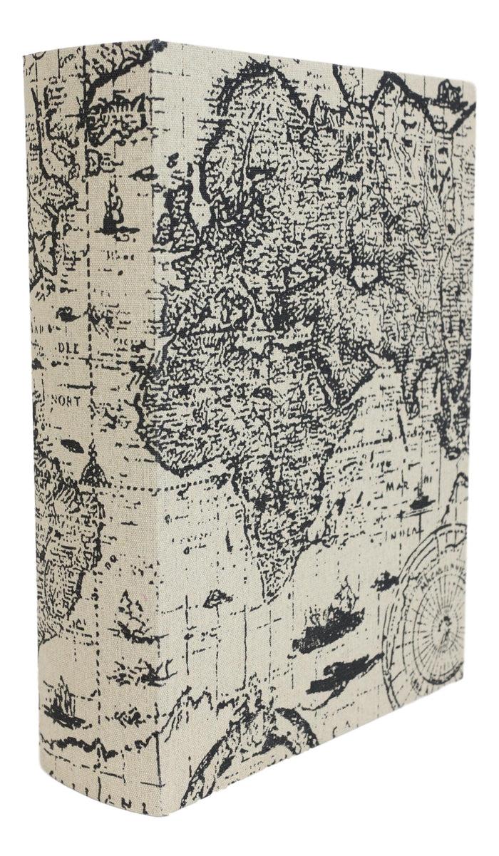 Set Of 3 Old World Nautical Sailor World Map Atlas Decorative Wooden Book Boxes