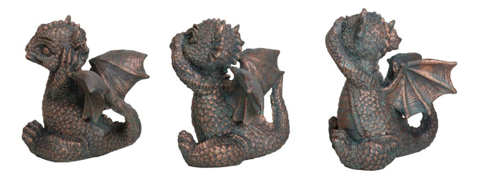Set Of 3 See Hear Speak No Evil Funny Hatchling Baby Dragons Fantasy Figurines