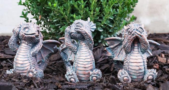 Set of 3 See Hear Speak No Evil Funny Hatchling Baby Dragons Fantasy Figurines