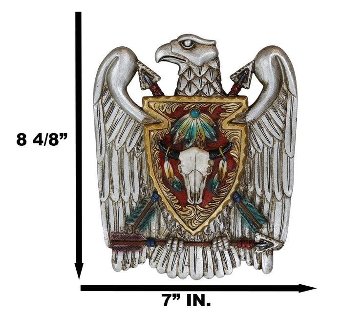 Set Of 3 Silver Bald Eagle Shield And Arrows Cow Skull Horse Wolf Wall Decors