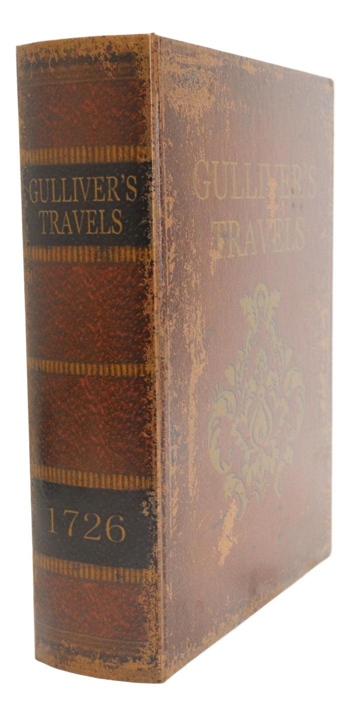 Set Of 3 Vintage Old World Gulliver's Travels Floral Design Wooden Book Boxes