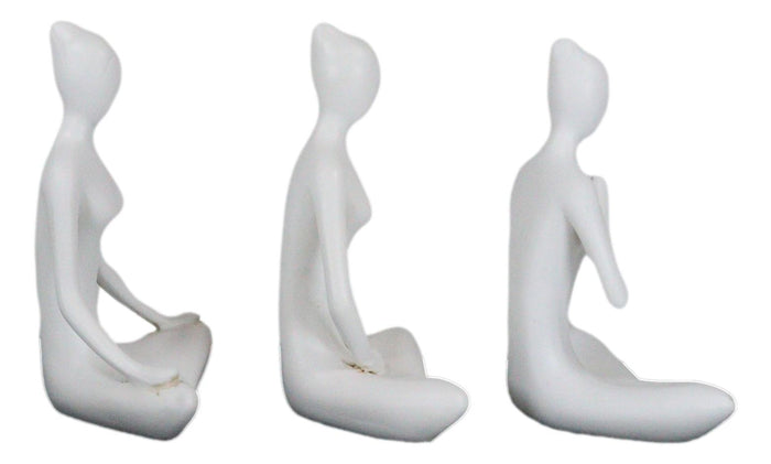 Set Of 3 Zen Calming Meditation Women Yoga Mudra Poses Abstract Figurines