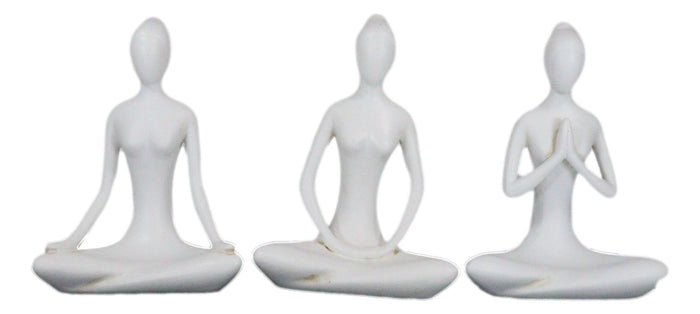 Set Of 3 Zen Calming Meditation Women Yoga Mudra Poses Abstract Figurines