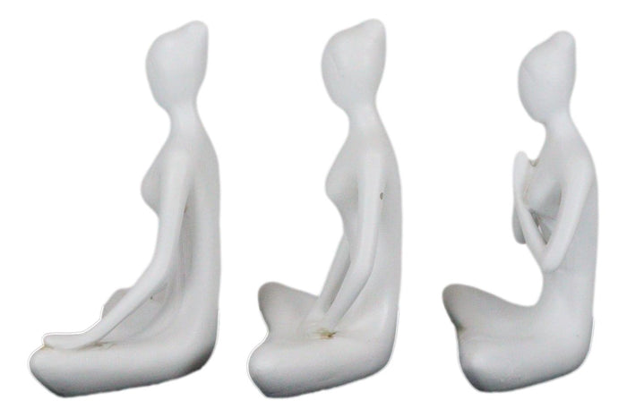 Set Of 3 Zen Calming Meditation Women Yoga Mudra Poses Abstract Figurines