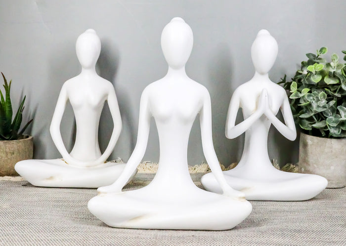 Set of 3 Zen Calming Meditation Women Yoga Mudra Poses Abstract Figurines Set of 3 Zen Calming Meditation Women Yoga Mudra Poses Abstract Figurines
