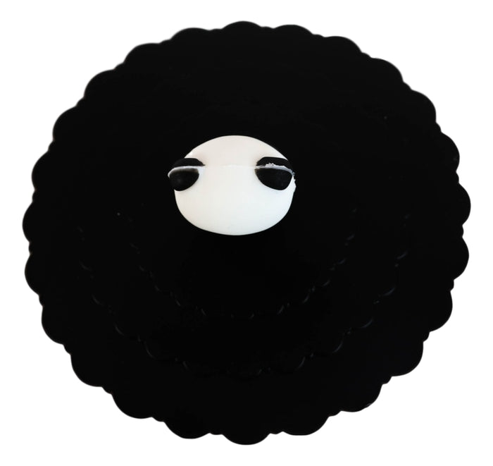 Set Of 4 Black Giant Panda Reusable Silicone Coffee Tea Cup Cover Lids Air Tight