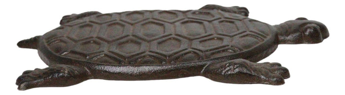 Set Of 4 Cast Iron Bronzed Sea Turtle Patterned Shell Garden Stepping Stones