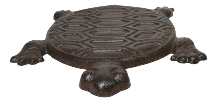 Set Of 4 Cast Iron Bronzed Sea Turtle Patterned Shell Garden Stepping Stones