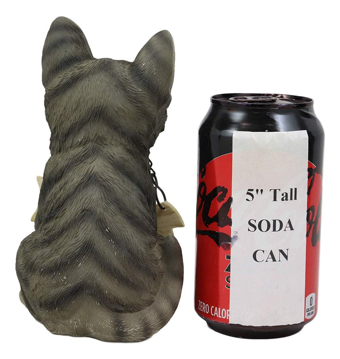 Set Of 4 Cats Black White Tabby Grey Kittens With Fish Bones Welcome Figurines