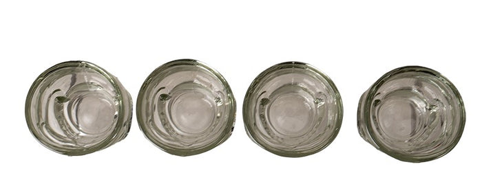 Set Of 4 Clear Glass Gothic Skeleton Skull Face Liquor Shot Glasses Shooters