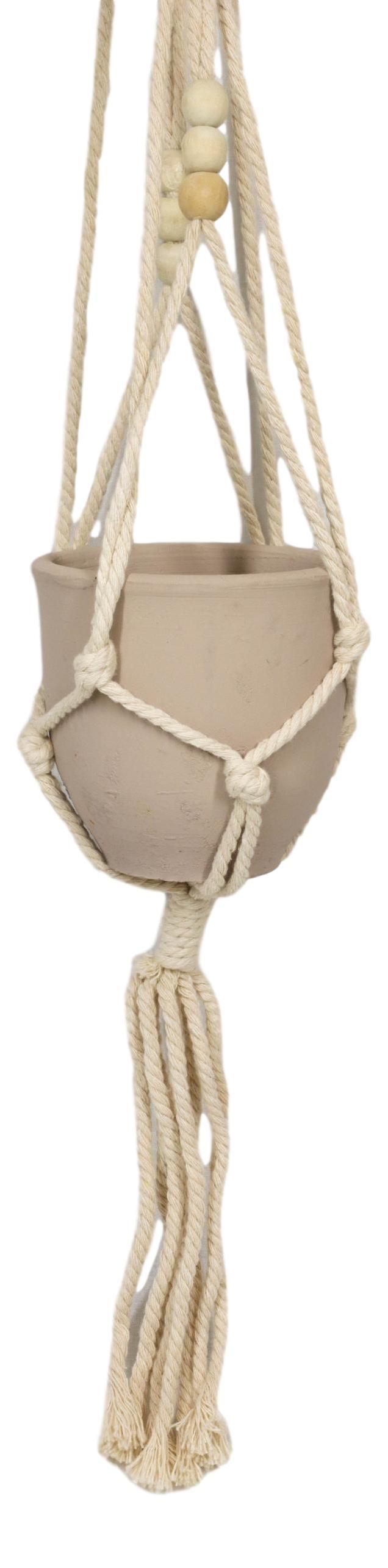 Set Of 4 Decorative Cotton Frill Macrame Hanger Planter Clay Pots Wall Decor