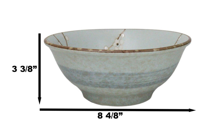 Set Of 4 Japan Made Sakura Cherry Blossoms Porcelain Ramen Soup Large Bowls 46oz