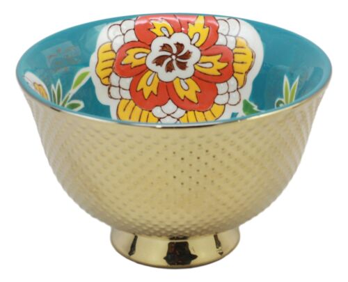 Set Of 4 Luxury Gold Plated Ceramic Personal Dining Bowls 6"D Ramen Soup Bowl