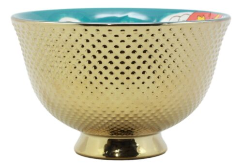 Set Of 4 Luxury Gold Plated Ceramic Personal Dining Bowls 6"D Ramen Soup Bowl