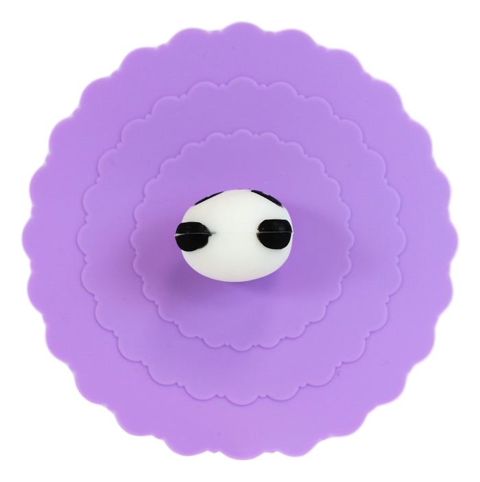 Set Of 4 Purple Panda Reusable Silicone Coffee Tea Cup Cover Lids Air Tight