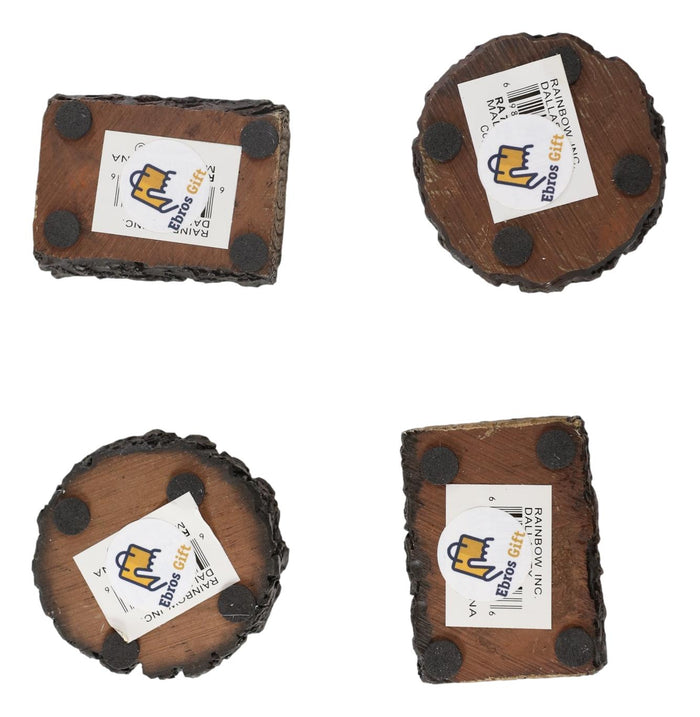 Set Of 4 Rustic Western Wooden Craft Chip Slices Cowboy Horses Horseshoe Stars