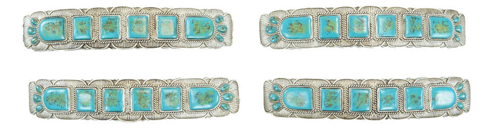 Set Of 4 Southwestern Turquoise Rocks Braided Ropes Cabinet Bar Pulls 6.5"L