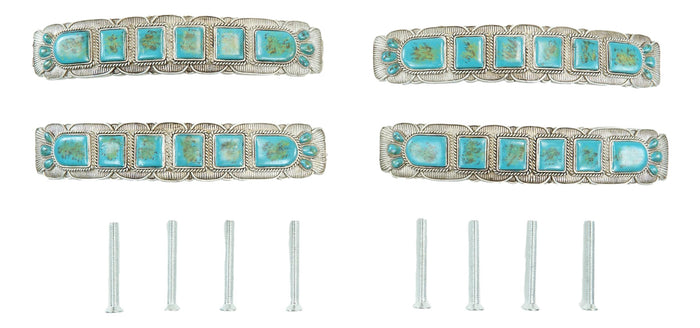 Set Of 4 Southwestern Turquoise Rocks Braided Ropes Cabinet Bar Pulls 6.5"L