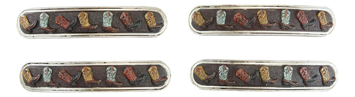 Set Of 4 Western Cowboy Cowgirl Boots Drawer Cabinet Door Bar Pull Knobs 6.5"L