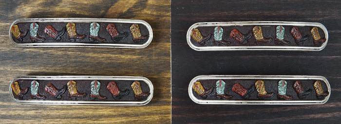 Set Of 4 Western Cowboy Cowgirl Boots Drawer Cabinet Door Bar Pull Knobs 6.5"L