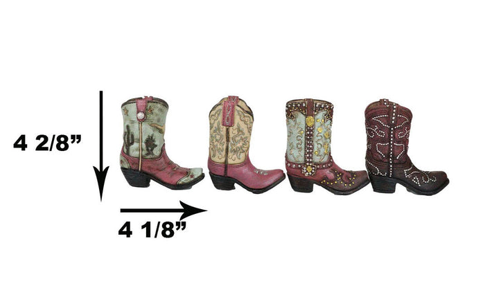 Set Of 4 Western Longhorn Silver Studs Cowboy Boots Make Up Tools Pen Holders
