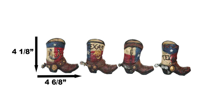 Set Of 4 Western Texas Cowboy Cowgirl Faux Tooled Leather Spur Boots Pen Holder