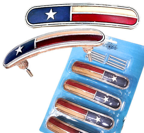 Set Of 4 Western Texas Lone Star Flag Drawer Cabinet Door Bar Pull Knobs 6.25"L