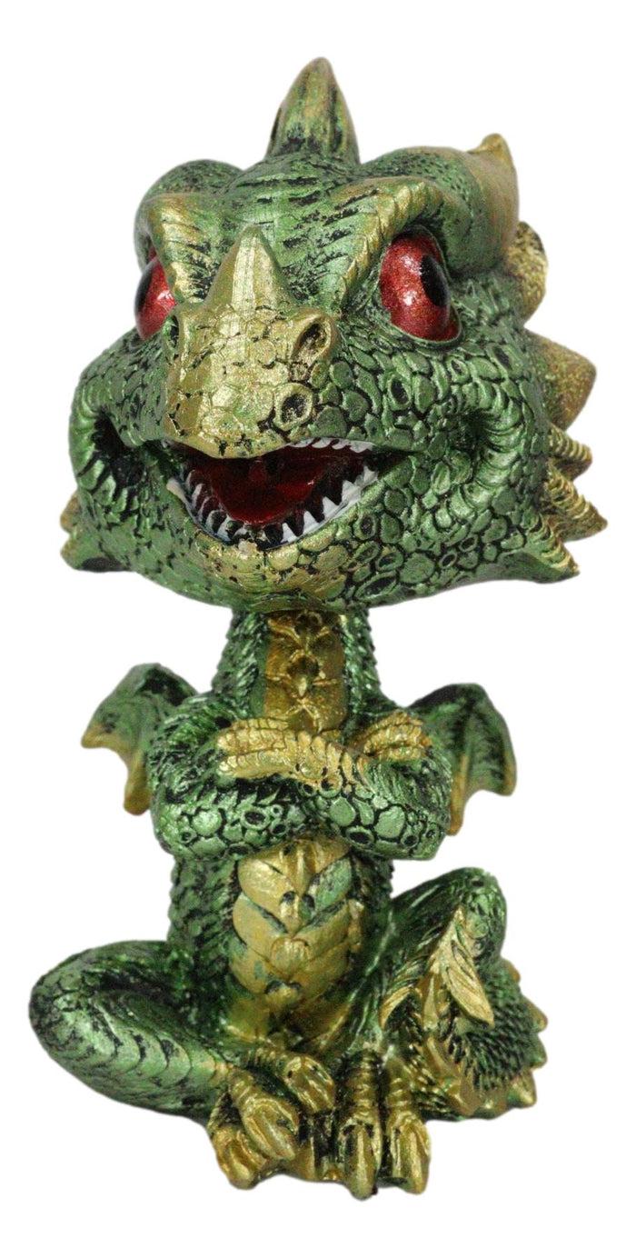 Set Of 4 Whimsical Wyrmling Baby Dragons Sitting Naughty Bobblehead Figurines