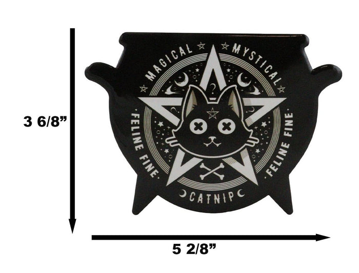 Set Of 4 Wicca Occult Black Cat Catnip Pentagram Cauldron Ceramic Cork Coasters