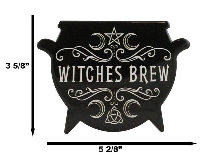 Set Of 4 Wicca Occult Witches Brew Pentagram Cauldron Ceramic Cork Coasters