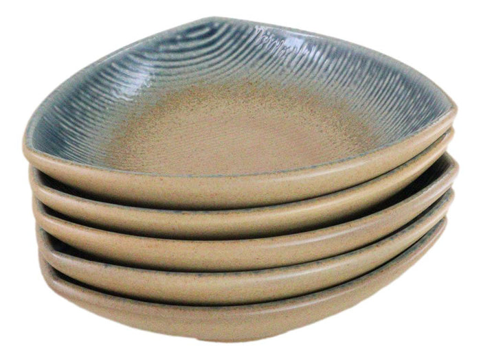 Set Of 5 Blue River Ao Nagashi Appetizer Salad Triangular Deep Serving Plates